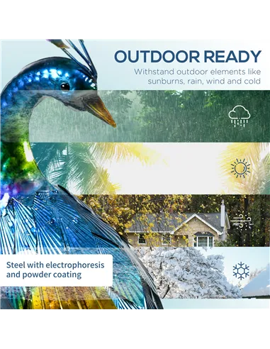 Outsunny Steel Peacock Garden Statue Decoration Gift