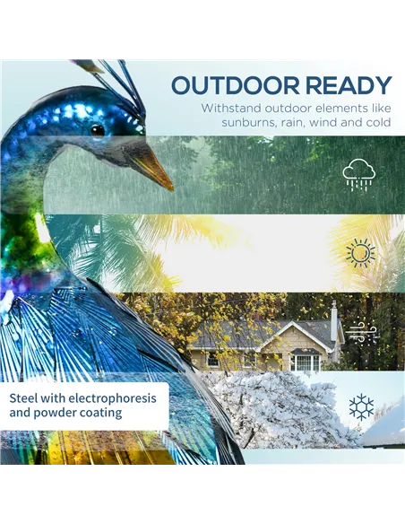 Outsunny Steel Peacock Garden Statue Decoration Gift