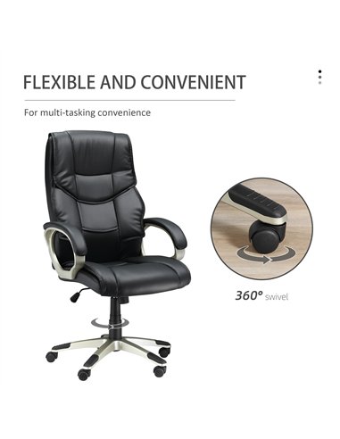 HOMCOM Home Office Chair High Back Computer Desk Chair with Faux Leather Adjustable Height Rocking Function Black
