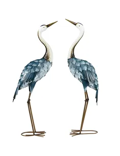 Outsunny Crane Garden Ornaments, 2 PCS Steel Garden Statue Set Gifts, Water and Rust Resistant Sculptures for Patio Pond Landsca