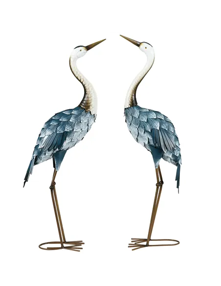 Outsunny Crane Garden Ornaments, 2 PCS Steel Garden Statue Set Gifts, Water and Rust Resistant Sculptures for Patio Pond Landsca