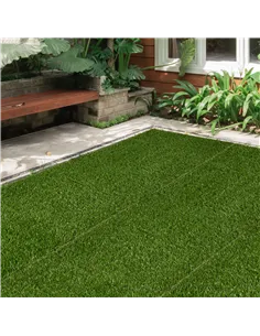 Outsunny 10 PCs 30 x 30cm Artificial Grass Turf, 25mm Pile Height Grass Carpet Fake Grass Mat UV Resistance for Outdoor 2