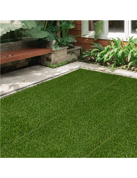Outsunny 10 PCs 30 x 30cm Artificial Grass Turf, 25mm Pile Height Grass Carpet Fake Grass Mat UV Resistance for Outdoor