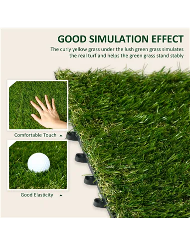 Outsunny 10 PCs 30 x 30cm Artificial Grass Turf, 25mm Pile Height Grass Carpet Fake Grass Mat UV Resistance for Outdoor