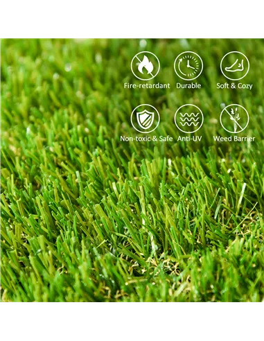 Outsunny 10 PCs 30 x 30cm Artificial Grass Turf, 25mm Pile Height Grass Carpet Fake Grass Mat UV Resistance for Outdoor
