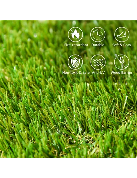 Outsunny 10 PCs 30 x 30cm Artificial Grass Turf, 25mm Pile Height Grass Carpet Fake Grass Mat UV Resistance for Outdoor