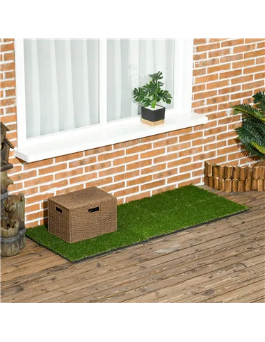 Outsunny 10 PCs 30 x 30cm Artificial Grass Turf, 25mm Pile Height Grass Carpet Fake Grass Mat UV Resistance for Outdoor