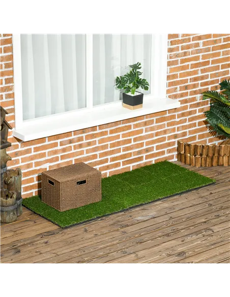 Outsunny 10 PCs 30 x 30cm Artificial Grass Turf, 25mm Pile Height Grass Carpet Fake Grass Mat UV Resistance for Outdoor