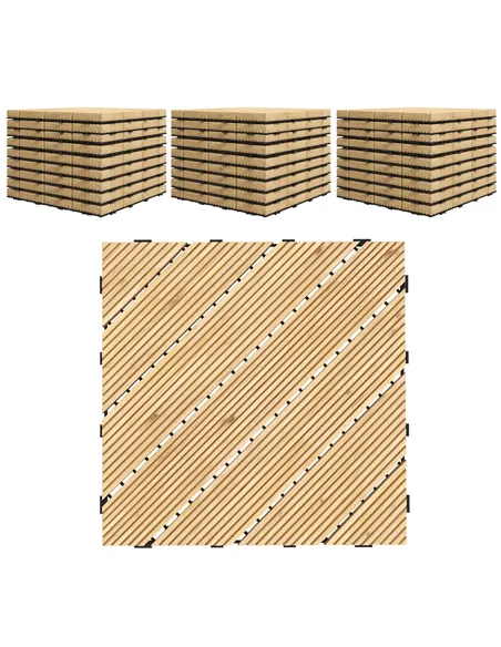 Outsunny 27 Pcs Wooden Interlocking Decking Tiles, 30 x 30 cm Anti-slip Outdoor Flooring Tiles, 0.81㎡ per Pack, All Weather Use 