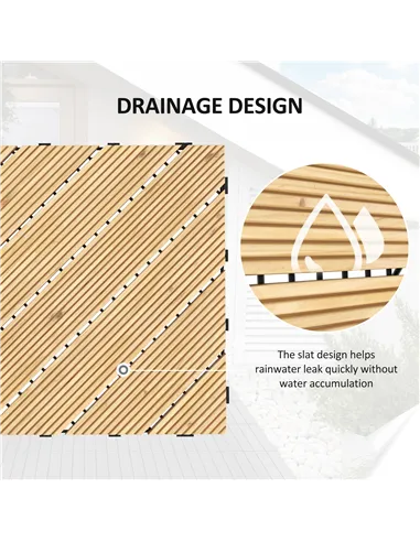 Outsunny 27 Pcs Wooden Interlocking Decking Tiles, 30 x 30 cm Anti-slip Outdoor Flooring Tiles, 0.81㎡ per Pack, All Weather Use 