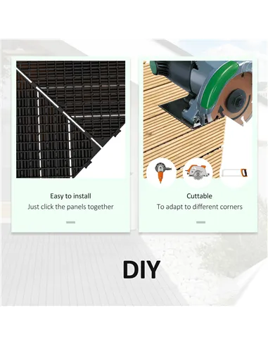 Outsunny 27 Pcs Wooden Interlocking Decking Tiles, 30 x 30 cm Anti-slip Outdoor Flooring Tiles, 0.81㎡ per Pack, All Weather Use 