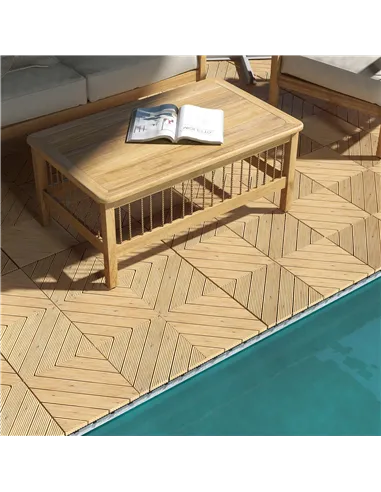 Outsunny 27 Pcs Wooden Interlocking Decking Tiles, 30 x 30 cm Anti-slip Outdoor Flooring Tiles, 0.81㎡ per Pack, All Weather Use 