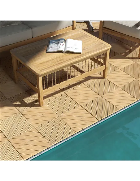 Outsunny 27 Pcs Wooden Interlocking Decking Tiles, 30 x 30 cm Anti-slip Outdoor Flooring Tiles, 0.81㎡ per Pack, All Weather Use 
