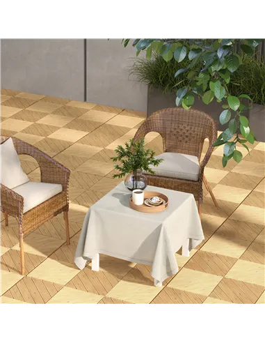 Outsunny 27 Pcs Wooden Interlocking Decking Tiles, 30 x 30 cm Anti-slip Outdoor Flooring Tiles, 0.81㎡ per Pack, All Weather Use 