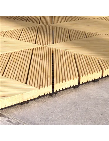 Outsunny 27 Pcs Wooden Interlocking Decking Tiles, 30 x 30 cm Anti-slip Outdoor Flooring Tiles, 0.81㎡ per Pack, All Weather Use 