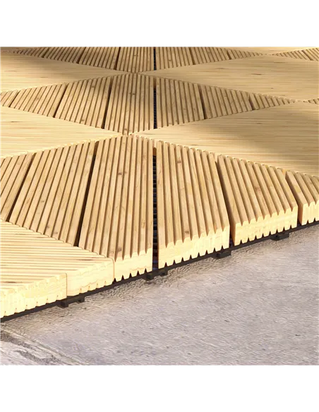 Outsunny 27 Pcs Wooden Interlocking Decking Tiles, 30 x 30 cm Anti-slip Outdoor Flooring Tiles, 0.81㎡ per Pack, All Weather Use 