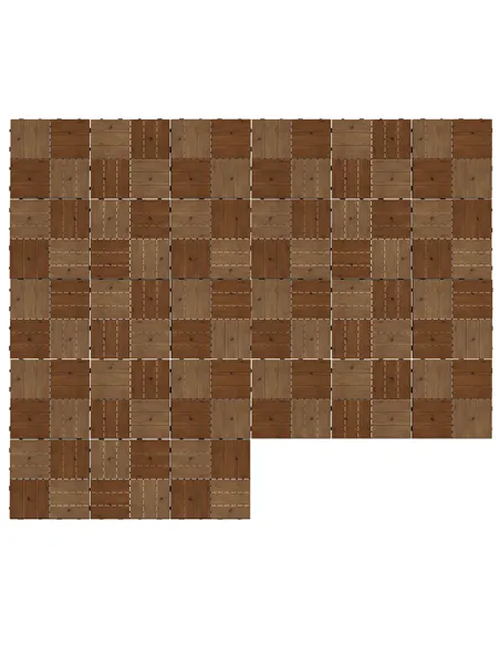 Outsunny 27 Pcs Wooden Interlocking Decking Tiles, 30 x 30 cm Anti-slip Outdoor Flooring Tiles, 0.81㎡ per Pack, All Weather Use 