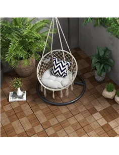 Outsunny 27 Pcs Wooden Interlocking Decking Tiles, 30 x 30 cm Anti-slip Outdoor Flooring Tiles, 0.81㎡ per Pack, All Weather Use  2