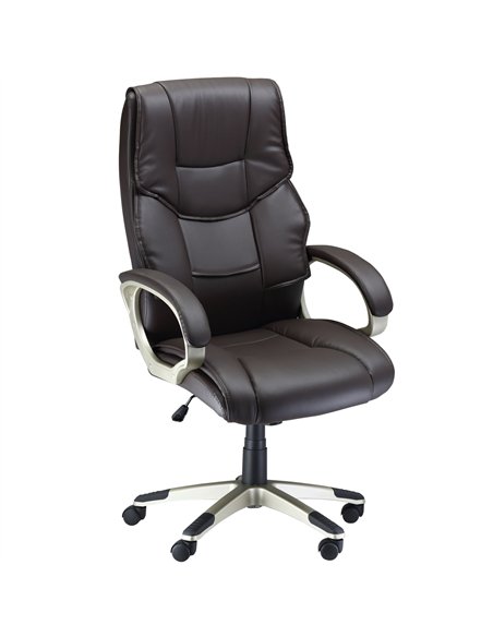 HOMCOM Home Office Chair High Back Computer Desk Chair with Faux Leather Adjustable Height Rocking Function Brown