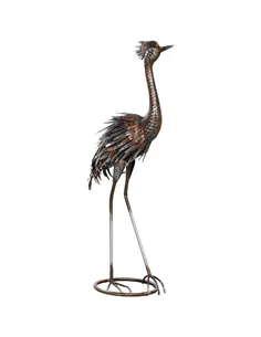 Outsunny Heron Garden Statue, Standing Garden Ornament, Metal Garden Gift with Stakes for Patio Pond Landscape Decoration, Silve