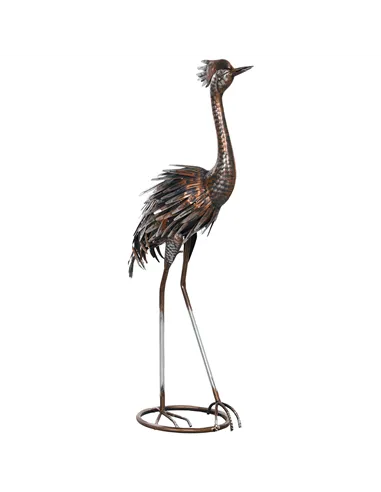 Outsunny Heron Garden Statue, Standing Garden Ornament, Metal Garden Gift with Stakes for Patio Pond Landscape Decoration, Silve
