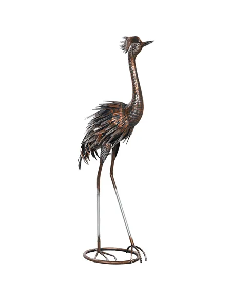 Outsunny Heron Garden Statue, Standing Garden Ornament, Metal Garden Gift with Stakes for Patio Pond Landscape Decoration, Silve