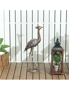 Outsunny Heron Garden Statue, Standing Garden Ornament, Metal Garden Gift with Stakes for Patio Pond Landscape Decoration, Silve 2