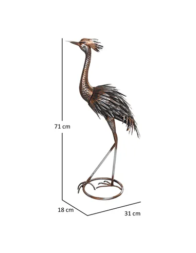 Outsunny Heron Garden Statue, Standing Garden Ornament, Metal Garden Gift with Stakes for Patio Pond Landscape Decoration, Silve