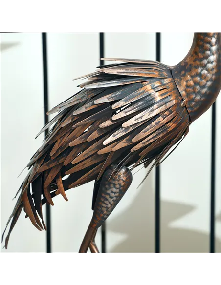 Outsunny Heron Garden Statue, Standing Garden Ornament, Metal Garden Gift with Stakes for Patio Pond Landscape Decoration, Silve