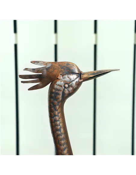 Outsunny Heron Garden Statue, Standing Garden Ornament, Metal Garden Gift with Stakes for Patio Pond Landscape Decoration, Silve