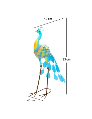 Outsunny Peacock Garden Statue, Standing Garden Ornament, Metal Garden Gift with Stakes for Patio Pond Landscape Decoration, Mul