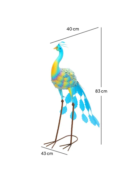 Outsunny Peacock Garden Statue, Standing Garden Ornament, Metal Garden Gift with Stakes for Patio Pond Landscape Decoration, Mul