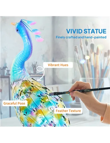 Outsunny Peacock Garden Statue, Standing Garden Ornament, Metal Garden Gift with Stakes for Patio Pond Landscape Decoration, Mul