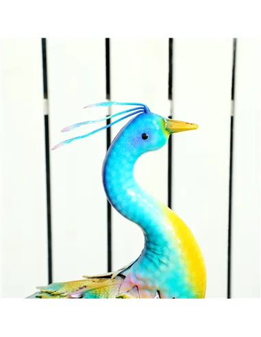 Outsunny Peacock Garden Statue, Standing Garden Ornament, Metal Garden Gift with Stakes for Patio Pond Landscape Decoration, Mul