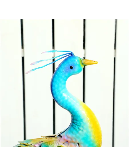 Outsunny Peacock Garden Statue, Standing Garden Ornament, Metal Garden Gift with Stakes for Patio Pond Landscape Decoration, Mul