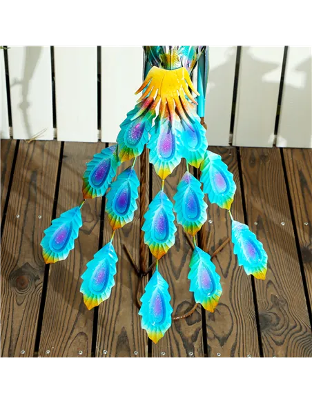 Outsunny Peacock Garden Statue, Standing Garden Ornament, Metal Garden Gift with Stakes for Patio Pond Landscape Decoration, Mul