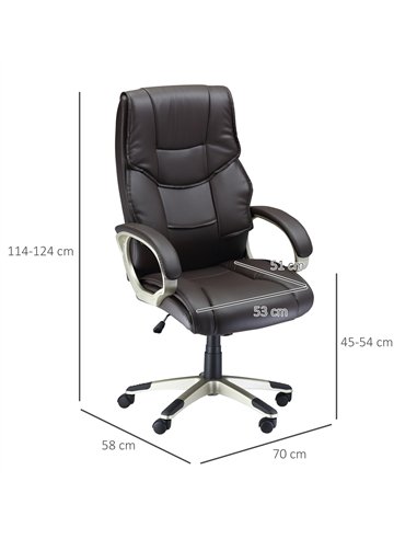 HOMCOM Home Office Chair High Back Computer Desk Chair with Faux Leather Adjustable Height Rocking Function Brown