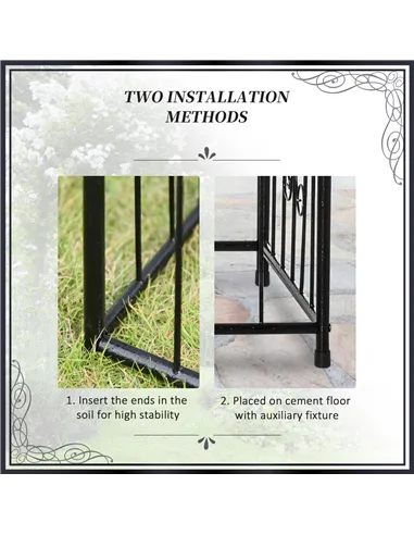 Outsunny Metal Garden Arbor Arch with Double Doors, 2 Side Planter Baskets, Climbing Vine Frame, Black