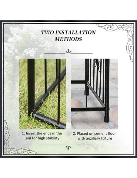 Outsunny Metal Garden Arbor Arch with Double Doors, 2 Side Planter Baskets, Climbing Vine Frame, Black