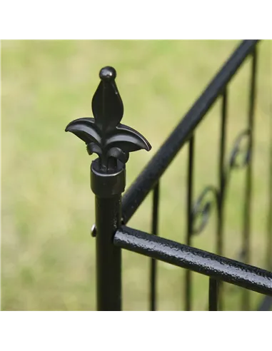 Outsunny Metal Garden Arbor Arch with Double Doors, 2 Side Planter Baskets, Climbing Vine Frame, Black