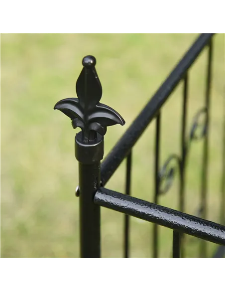 Outsunny Metal Garden Arbor Arch with Double Doors, 2 Side Planter Baskets, Climbing Vine Frame, Black