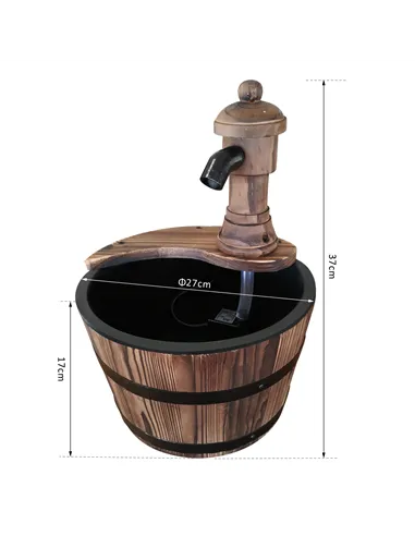 Outsunny Wood Barrel Patio Water Fountain Garden Decorative Ornament Water Feature with Electric Pump (Type A)