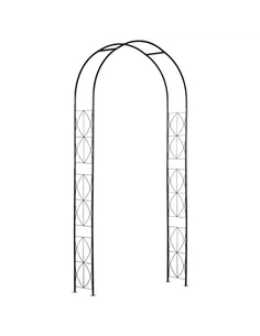 Outsunny Vintage Style Steel Garden Patio Outdoor Arbor & Trellis Arch Support For Vines & Climbing Plants Decoration - Black 2.