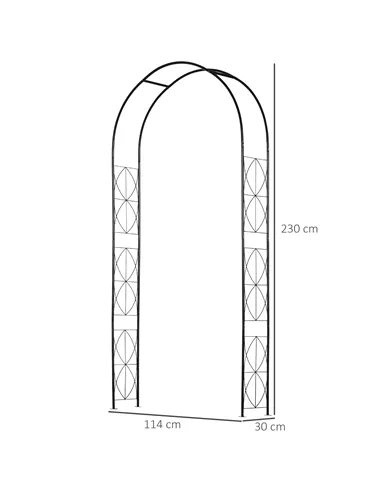 Outsunny Vintage Style Steel Garden Patio Outdoor Arbor & Trellis Arch Support For Vines & Climbing Plants Decoration - Black 2.