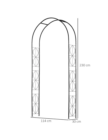 Outsunny Vintage Style Steel Garden Patio Outdoor Arbor & Trellis Arch Support For Vines & Climbing Plants Decoration - Black 2.