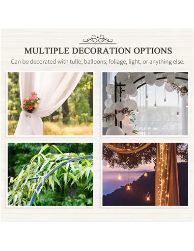 Outsunny Vintage Style Steel Garden Patio Outdoor Arbor & Trellis Arch Support For Vines & Climbing Plants Decoration - Black 2.