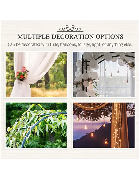 Outsunny Vintage Style Steel Garden Patio Outdoor Arbor & Trellis Arch Support For Vines & Climbing Plants Decoration - Black 2.