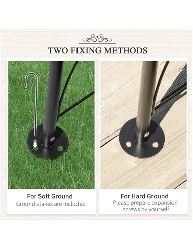 Outsunny Vintage Style Steel Garden Patio Outdoor Arbor & Trellis Arch Support For Vines & Climbing Plants Decoration - Black 2.