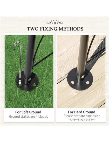 Outsunny Vintage Style Steel Garden Patio Outdoor Arbor & Trellis Arch Support For Vines & Climbing Plants Decoration - Black 2.