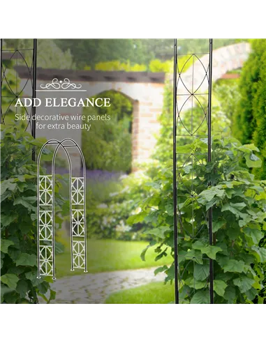 Outsunny Vintage Style Steel Garden Patio Outdoor Arbor & Trellis Arch Support For Vines & Climbing Plants Decoration - Black 2.
